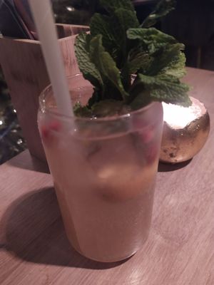 Yuzu lemonade with kumquats and goji berries at BODHI - Vegan Living in Hamburg