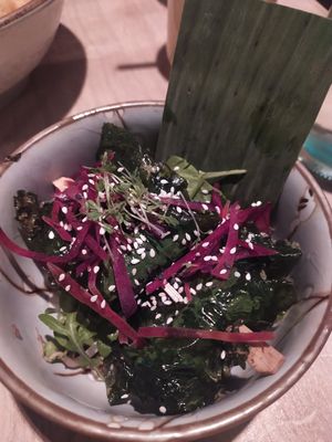Oyster mushrooms with tofu wrapped in betel leaves at BODHI - Vegan Living in Hamburg
