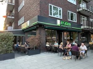 Nice outside seating.  at BODHI - Vegan Living in Hamburg