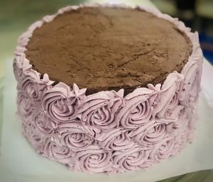 Chocolate GF/v cake with huckleberry cream frosting  at Markus Foods in Whitefish
