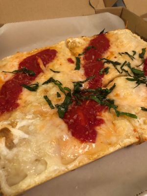 Cheese pizza at Boxcar Pizza in Portland