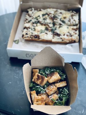 Kale caesar salad at Boxcar Pizza in Portland