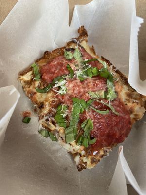 A slice of the Bianca. Perfect crust caramelization!  at Boxcar Pizza in Portland