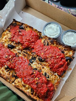 Four minute mile +2 sides of ranch at Boxcar Pizza in Portland