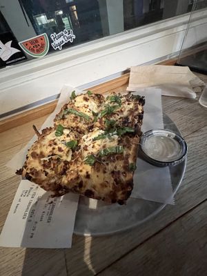 Bianca pizza with side of ranch  at Boxcar Pizza in Portland
