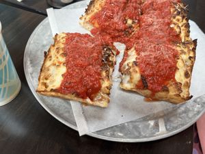 Their version of a classic cheese pizza  at Boxcar Pizza in Portland