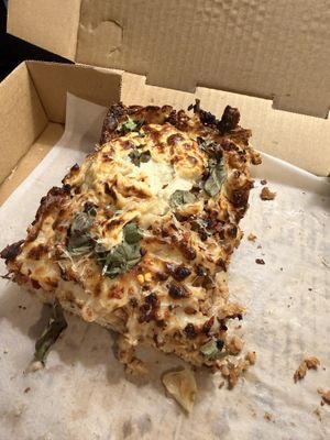 The one lonely piece left when I remembered to take a picture…*chef’s kiss*  at Boxcar Pizza in Portland