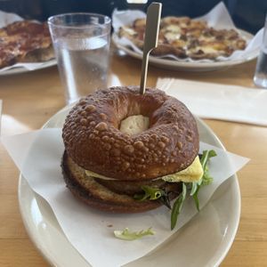 Plain Bagel Vegan Egg & Cheese Sandwich w/ Beyond Meat Patty  at New Cascadia Traditional in Portland