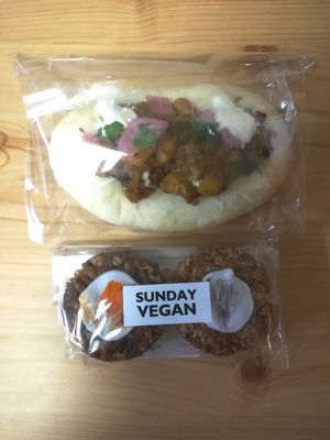 Naan tacos and oatmeal cookies at Morethan Bakery in Tokyo