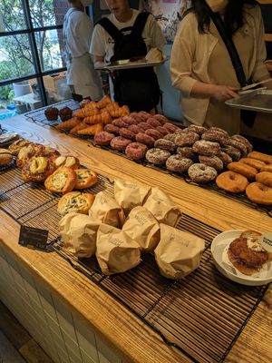 The range, usually they have donuts and croquette burger always available at Morethan Bakery in Tokyo