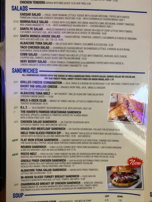 Menu at Mel's Drive-in in Santa Monica