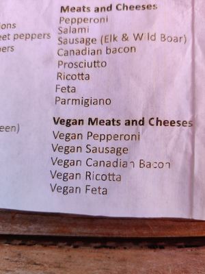 Vegan options at Al Forno Ferruzza Pizza in Rhododendron