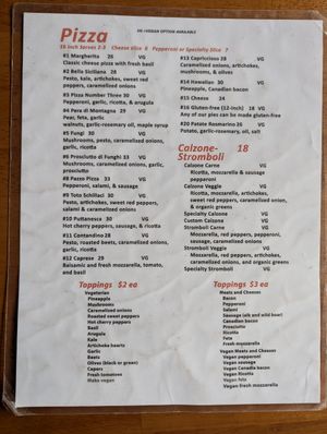 Menu as of February 2025, pg 2 of 2 at Al Forno Ferruzza Pizza in Rhododendron