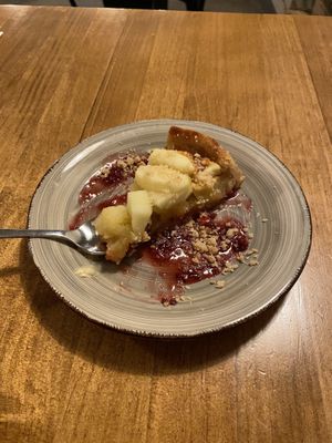 Apple pie desert with crumbles  at Barbacana in Valencia