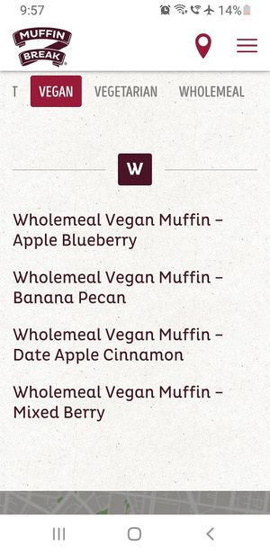 Their vegan muffin flavours are possibly rotated? at Muffin Break in Kangaroo Flat