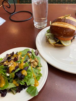 Salad and bean burger  at Bavarian Inn in Frankenmuth