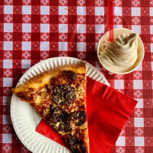 NY Slice and a soft serve at Big Nonna's in Austin