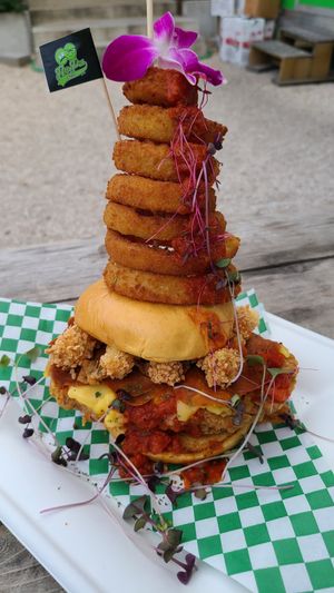 Atilla the hen at HapPea Vegans in Austin