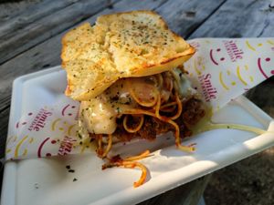 This thing was massive!!! at HapPea Vegans in Austin