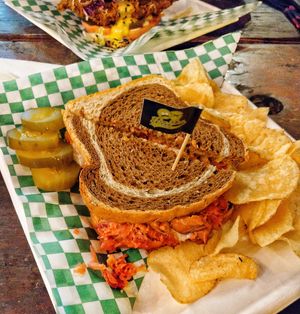 Reubenator at HapPea Vegans in Austin