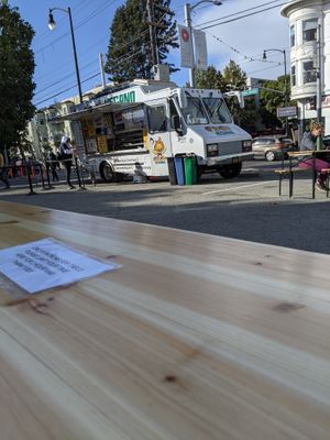 Outside seating, social distancing standard. at Señor Sisig in San Francisco