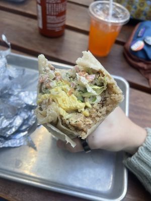 Chicken señor burrito with just egg added   at Señor Sisig in San Francisco