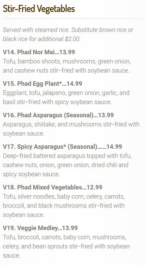 Veggies at House of Thai Cuisine in Ashland
