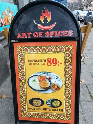 Lunch placard at Art of Spices - Bergsgatan in Malmo