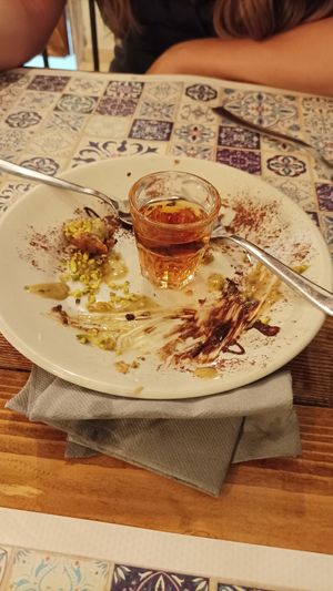 Finished cannolo (yummy!) at Status Quo in Rome