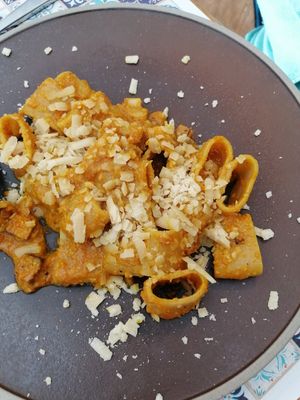 Carbonara di zucca con tofu affumicato at Status Quo in Rome