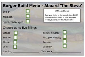 burger build menu at Ship4Good in Newcastle