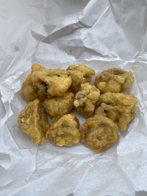 Battered mushrooms #Veganuary at Lewis's Fish & Grill in Maidstone