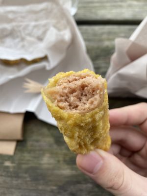 Vegan battered sausage #Veganuary at Lewis's Fish & Grill in Maidstone