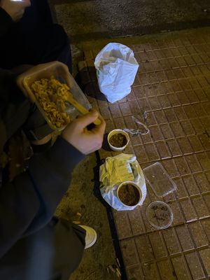 We had to order outside on a bench, because they wouldn’t serve us insidee  at Bombay Babu - The Duke Shops in Tenerife