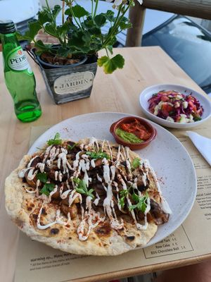 Delivious mushroom shwarma at A Tribo in Barao De Sao Joao