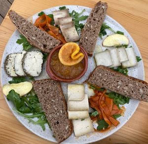 Artisan vegan cheese platter  at A Tribo in Barao De Sao Joao