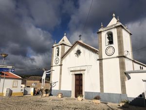 Lovely church with sculptural Jesus on the cross  at A Tribo in Barao De Sao Joao