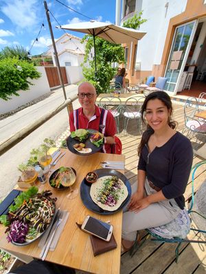 Burger, Falafel plate and Budda Salad I at A Tribo in Barao De Sao Joao