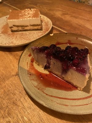 Vegan cheesecake and tiramisu   at A Tribo in Barao De Sao Joao