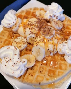 A wide range of vegan and vegetarian desert options including Belgian Waffles, American Pancakes, Homemade cakes and cheesecakes at Bella's Coffee House in Hednesford