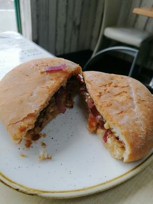 Sausage and cheese bap at Bella's Coffee House in Hednesford