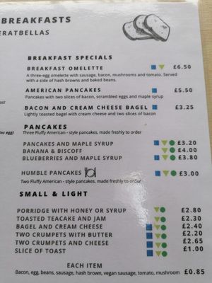 Menu at Bella's Coffee House in Hednesford