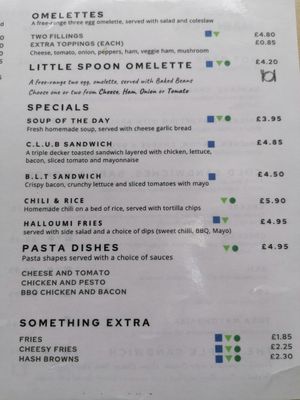 Menu at Bella's Coffee House in Hednesford