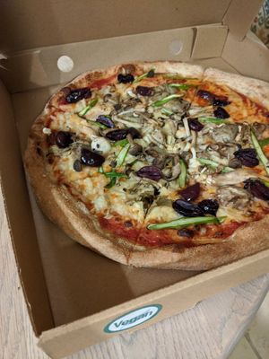 Build your own vegan pizza with artichokes, olives, asparagus and mushrooms at Pure Pizza in Edinburgh