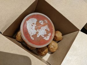 Takeaway vegan meatballs at Pure Pizza in Edinburgh