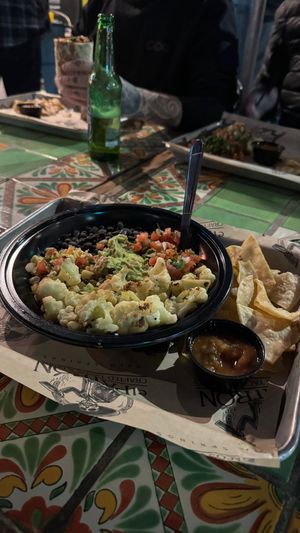Vegan burrito bowl with cauliflower at El Patron in Palm Springs