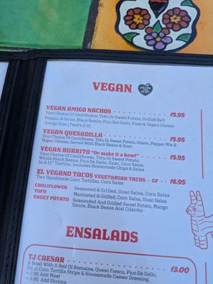 Menu at El Patron in Palm Springs