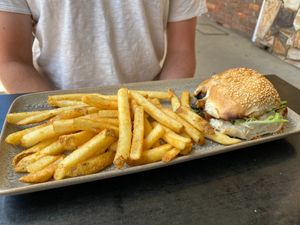 Mushroom and sweet potato burger  at Eltons in Mudgee
