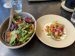 Salad and taco  at Eltons in Mudgee