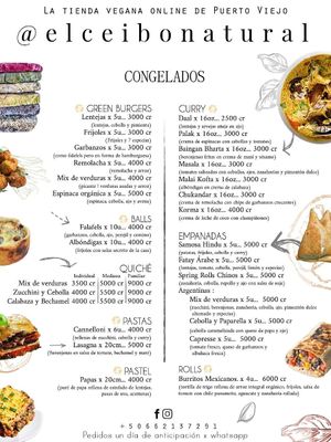 menu  at El Ceibo Natural in Puerto Viejo De Talamanca